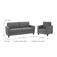 CorLiving Georgia Grey Fabric Three Seater Sofa and Chair Set