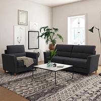 CorLiving Caroline Modern Dark Gray Upholstered 2-Piece Chair and 3-Seater Sofa Set for Living Room - Elegant Sofa and Chair Set, Perfect Sofa and Chair Set of 2, Contemporary Furniture