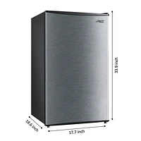 Arctic king 3.3 Cu Ft Single Door Mini Fridge, E-star, Stainless Steel Look