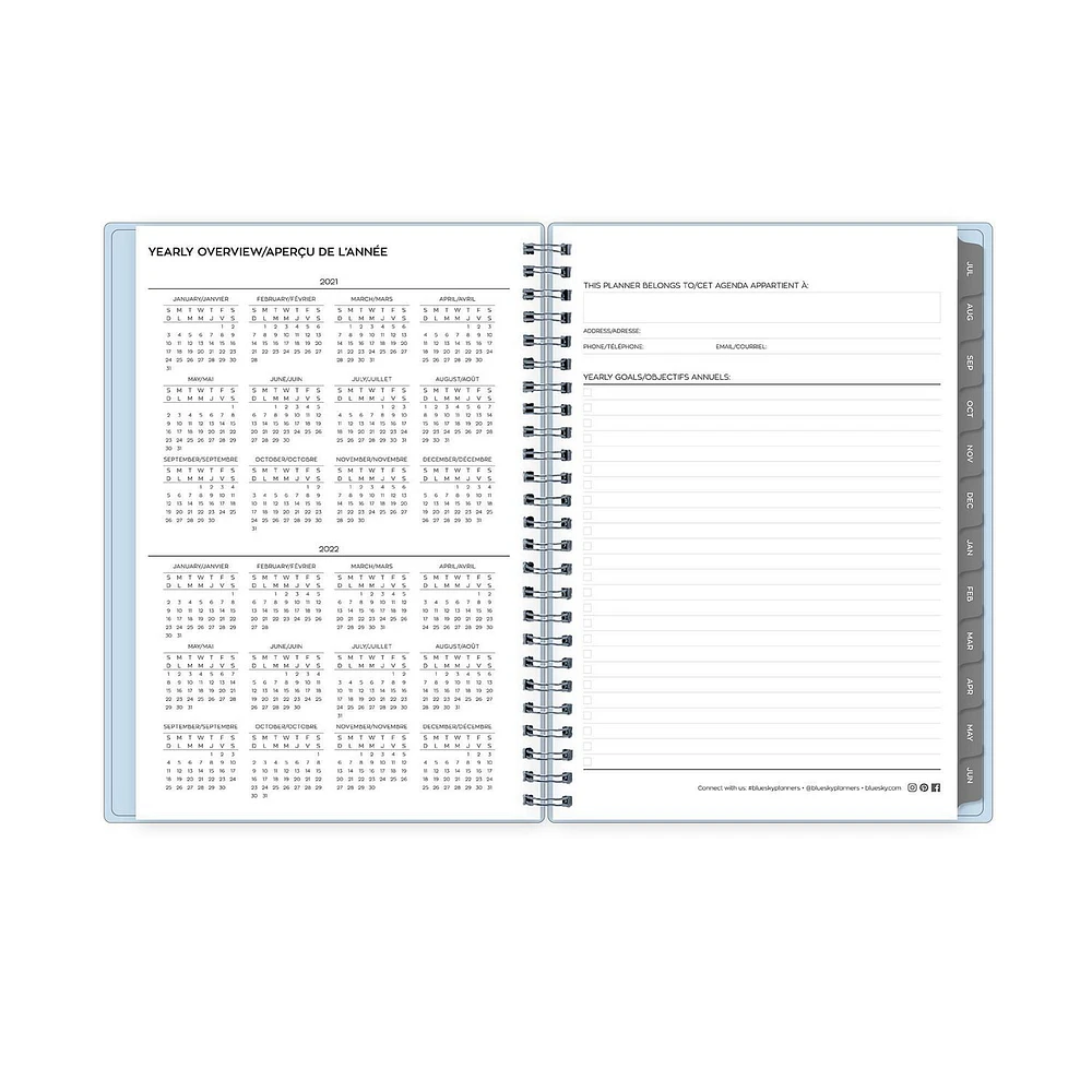 Blue Sky Contempo Medium Weekly/Monthly Planner Notes for 2021-2022