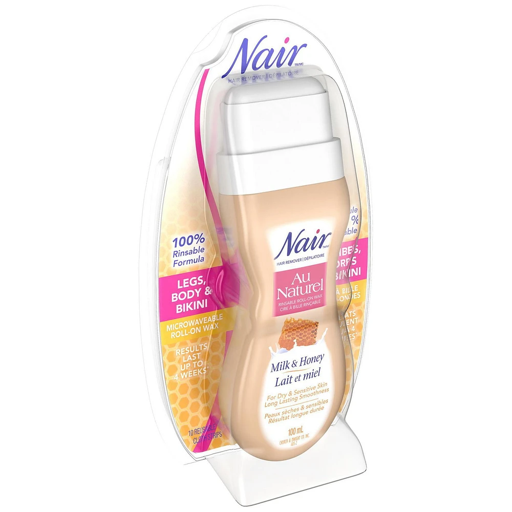 Nair Au Naturel Roll-On Sugar Wax for Dry & Sensitive Skin with Milk and Honey