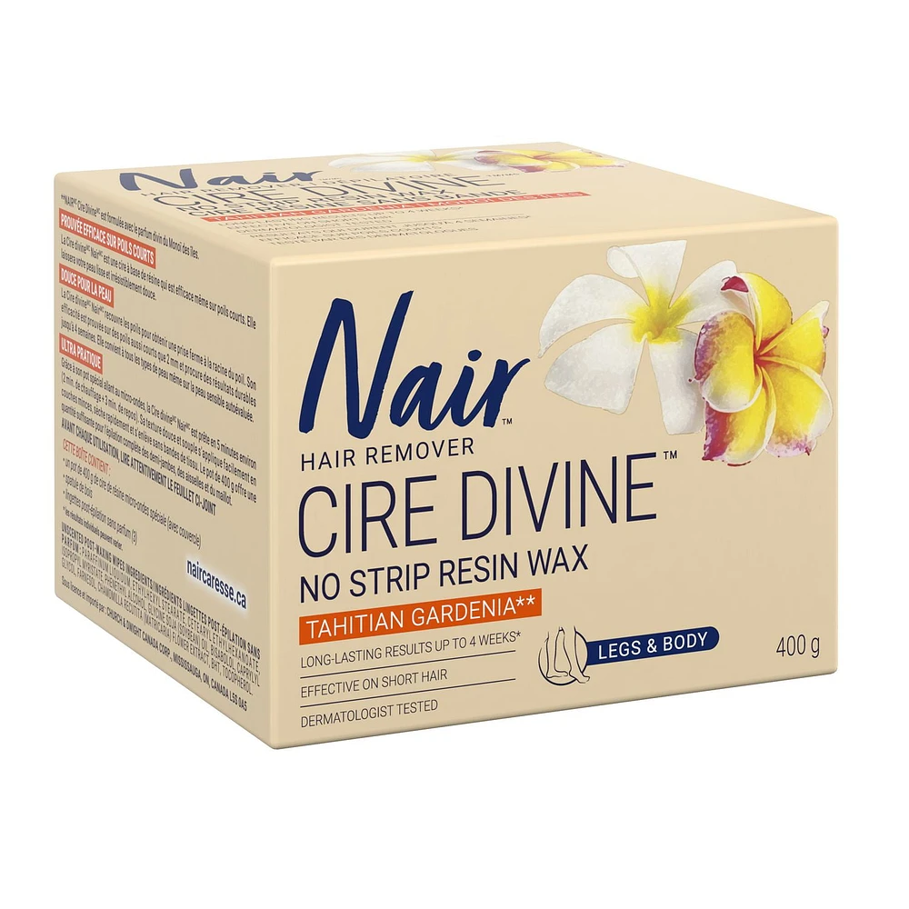 Nair Cire Divine No Strip Resin Wax for Legs & Body, Tahitian Gardenia, 400 g