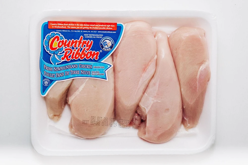 Country Ribbon Fresh Boneless Skinless Chicken Breast, Value Pack, 0.66 - 0.98 kg