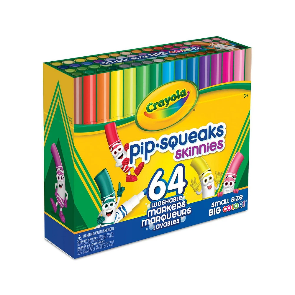 Crayola Pip-Squeaks Skinnies Washable Markers, 64 Count, 64 Skinny Washable Markers