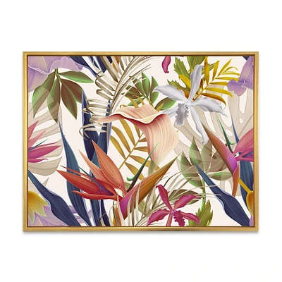 Designart Tropical VIntage Flowers III FLOAT FRAME WALL ART