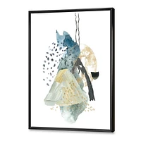 Designart Gouache Of Abstract Landscape With Mountain Moon FLOAT FRAME WALL ART