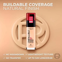 L'Oréal Paris Infallible Fresh Wear Liquid Foundation, Full Coverage, Lightweight Longwear Formula