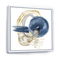 Designart Abstract Dark Blue Gold & Black Underwater Life FLOAT FRAME WALL ART