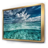 Designart Amazing Underwater Seascape And Clouds FLOAT FRAME WALL ART