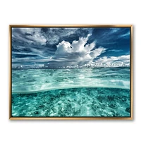 Designart Amazing Underwater Seascape And Clouds FLOAT FRAME WALL ART