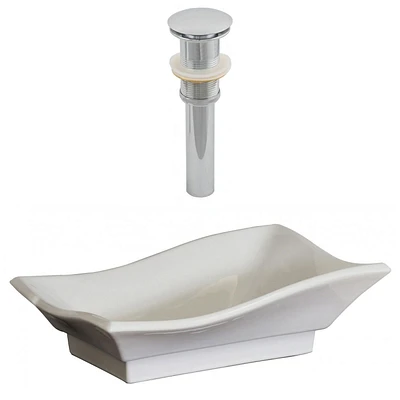 in. W Above Counter White Bathroom Vessel Sink Set For Wall Mount Drilling AI