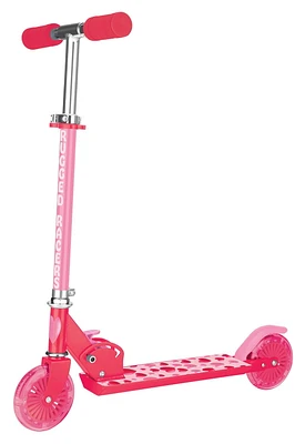 Rugged Racers – Trottinette pliable à 2 roues pour enfant avec design en forme de coeur rose et roues lumineuses