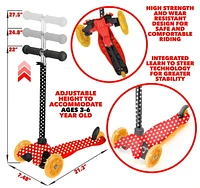 Rugged Racers Mini 3-Wheel Kids Scooter in Red Polka Dot