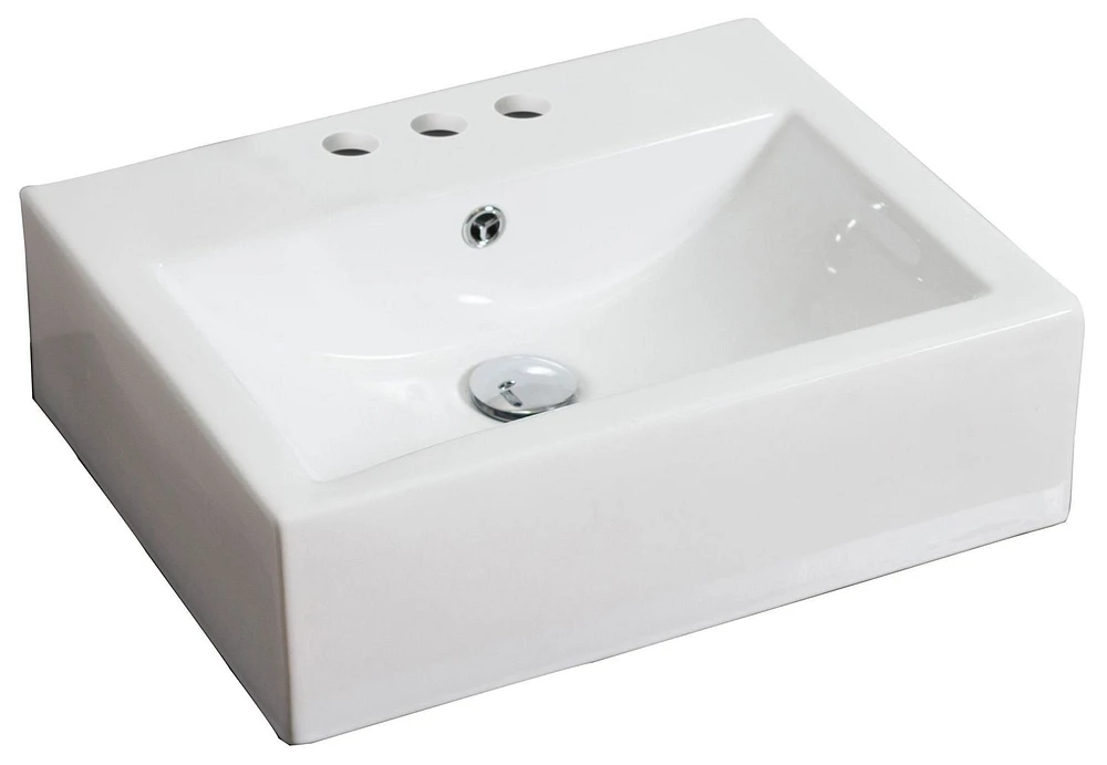 21-in. W Wall Mount White Bathroom Vessel Sink Set For 3H4-in. Center Faucet AI-14823