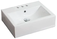 21-in. W Wall Mount White Bathroom Vessel Sink Set For 3H4-in. Center Faucet AI-14823