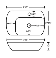 in. W Wall Mount White Bathroom Vessel Sink Set For 1 Hole Center Faucet AI