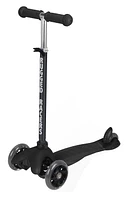 Rugged Racer Mini 3-Wheel Scooter With LED Lights in Black, ages 3-6, max 80lbs, adjustable height