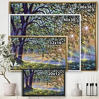 Designart Tree By River First Rays Of Afternoon Sun FLOAT FRAME WALL ART