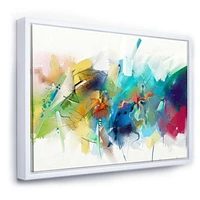 Designart Turquoise Story With Touches Of Yellow And Red FLOAT FRAME WALL ART