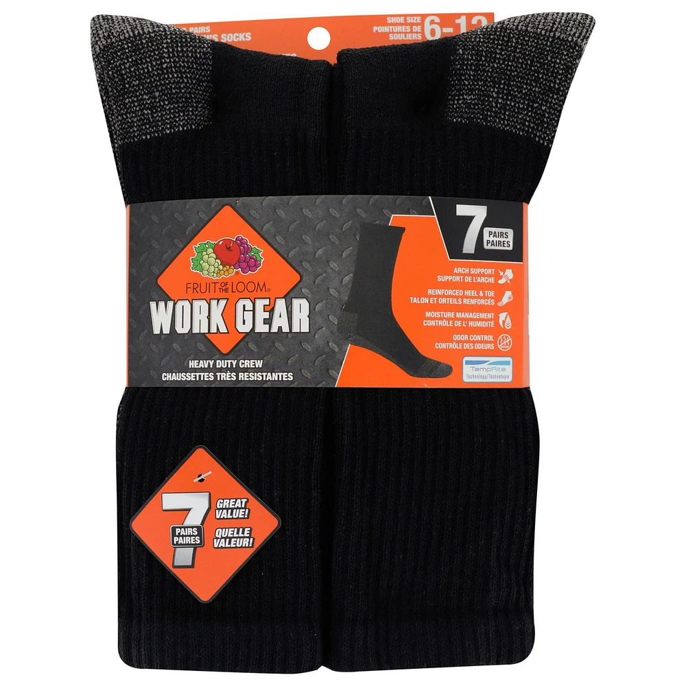 Fruit of the Loom Men's 7 Pair Work Gear Crew Socks