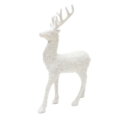 Holiday Time 12IN White Glitter Reindeer Décor, 12IN REINDEER DECOR