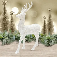 Holiday Time 12IN White Glitter Reindeer Décor, 12IN REINDEER DECOR