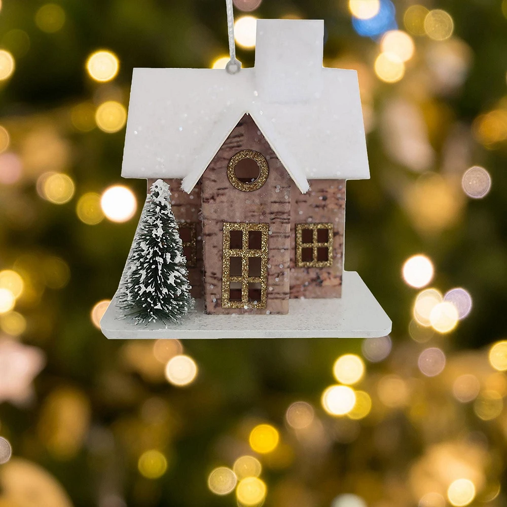 Holiday Time Brwon LED House With Tree Ornament