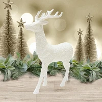 Holiday Time 18IN White Glitter Reindeer Décor