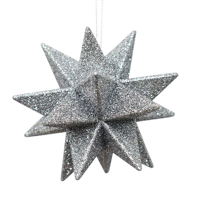 Holiday Time Silver Glitter Starburst ornament, GLITTER STARBURST ORNAMENT