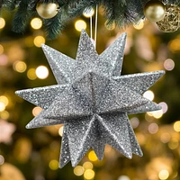 Holiday Time Silver Glitter Starburst ornament, GLITTER STARBURST ORNAMENT