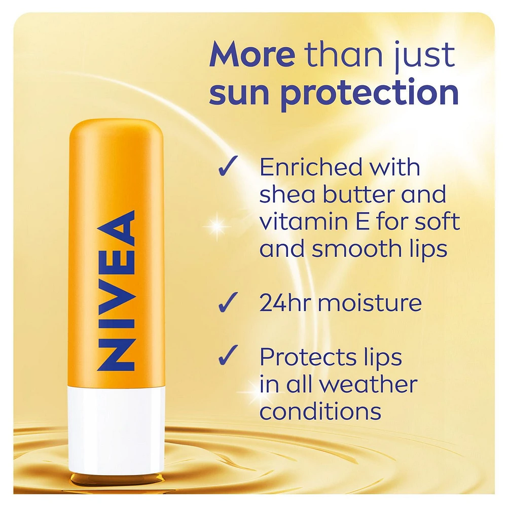 NIVEA Baume à lèvres Soleil 24H d'hydratation avec FPS 30, Paquet Duo 2 x 4.8g