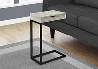 Monarch Specialties Accent Table, C-shaped, End, Side, Snack, Storage Drawer, Living Room, Bedroom, Metal, Laminate, Grey, Black, Contemporary, Modern