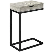 Monarch Specialties Accent Table, C-shaped, End, Side, Snack, Storage Drawer, Living Room, Bedroom, Metal, Laminate, Grey, Black, Contemporary, Modern