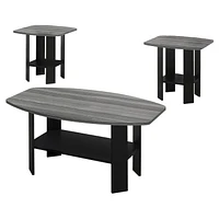 Monarch Specialties Table Set, 3pcs Set, Coffee, End, Side, Accent, Living Room, Laminate, Black, Grey, Transitional