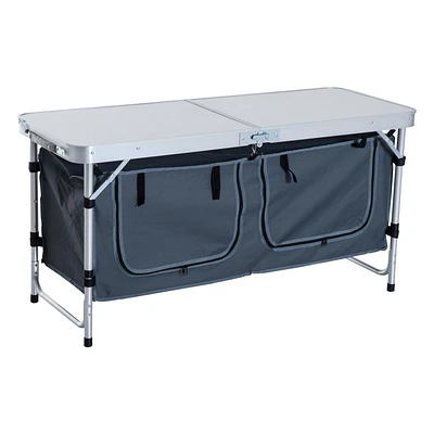 Outsunny Folding Camping Table with Storage Organizer