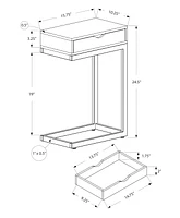 Monarch Specialties Accent Table, C-shaped, End, Side, Snack, Storage Drawer, Living Room, Bedroom, Metal, Laminate, Grey, Black, Contemporary, Modern