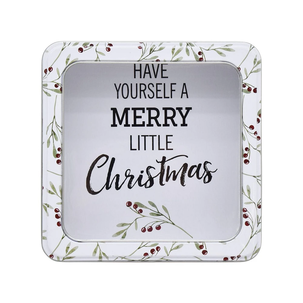 HOLIDAY TIME WINDOW SQUARE TIN