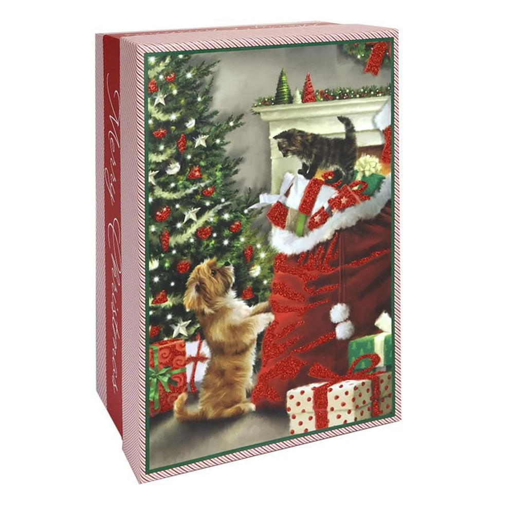 Holiday Time Christmas Medium Rectangle Gift Box, Gift Sack, Red, Christmas Medium Rectangle Box, Gift Sack