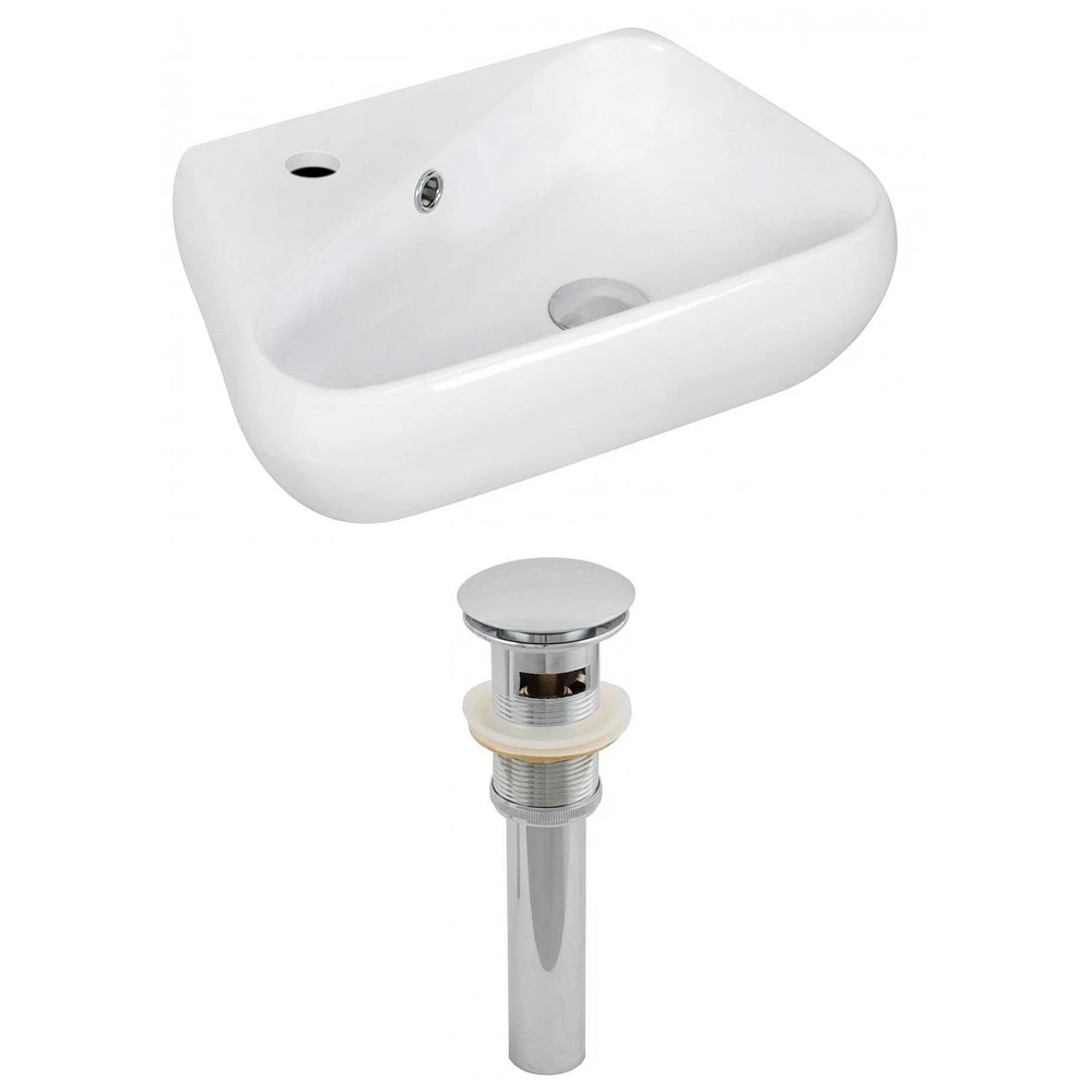 in. W Wall Mount White Bathroom Vessel Sink Set For 1 Hole Left Faucet AI