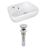 in. W Wall Mount White Bathroom Vessel Sink Set For 1 Hole Left Faucet AI