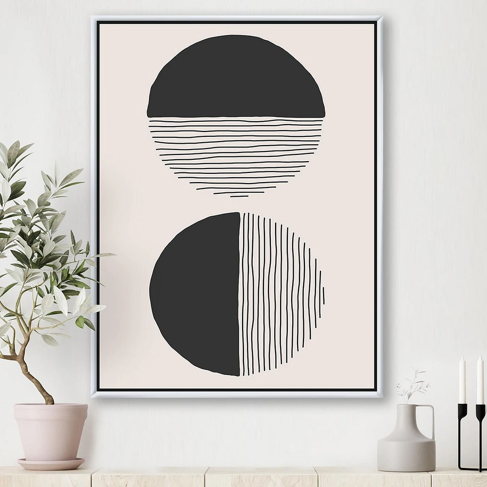 Designart Minimal Geometric Lines And Circle IV FLOAT FRAME WALL ART