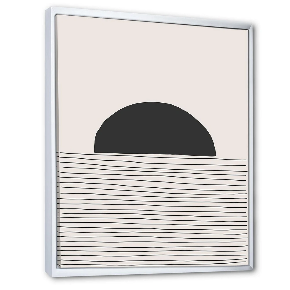 Designart Minimal Geometric Lines And Circle V FLOAT FRAME WALL ART