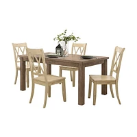 Topline Home Furnishings Natural finished 7pc Dining Set