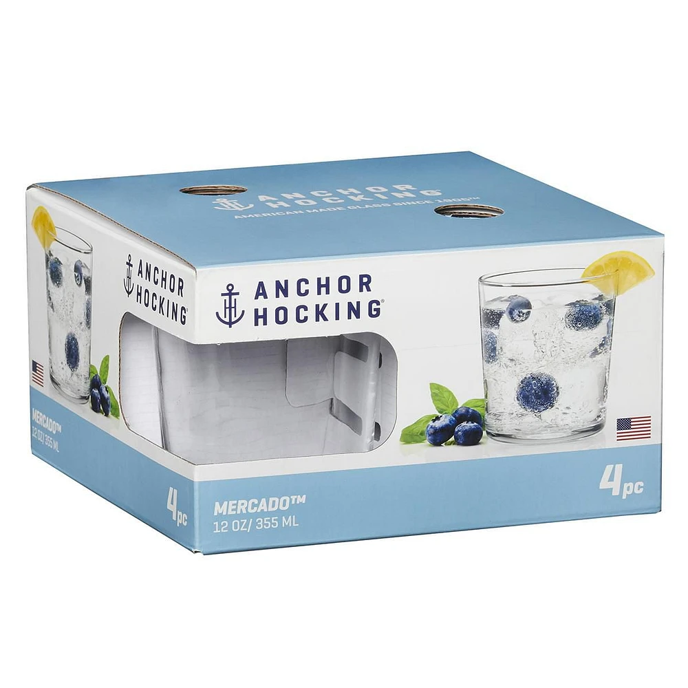 Anchor Hocking 4pc-12 oz  Mercado Drinkware Set, 4pc-12 oz  Mercado Drink Set