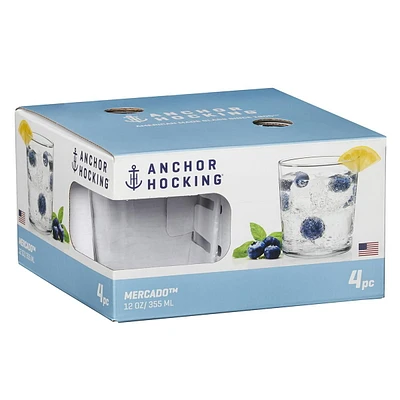 Anchor Hocking 4pc-12 oz  Mercado Drinkware Set, 4pc-12 oz  Mercado Drink Set