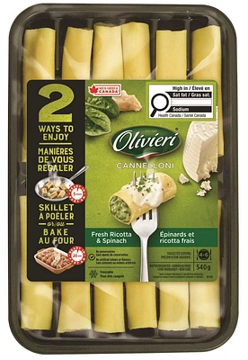 Olivieri Ricotta and Spinach Cannelloni 540g, Oli Spin/Ricotta Cannel 540g