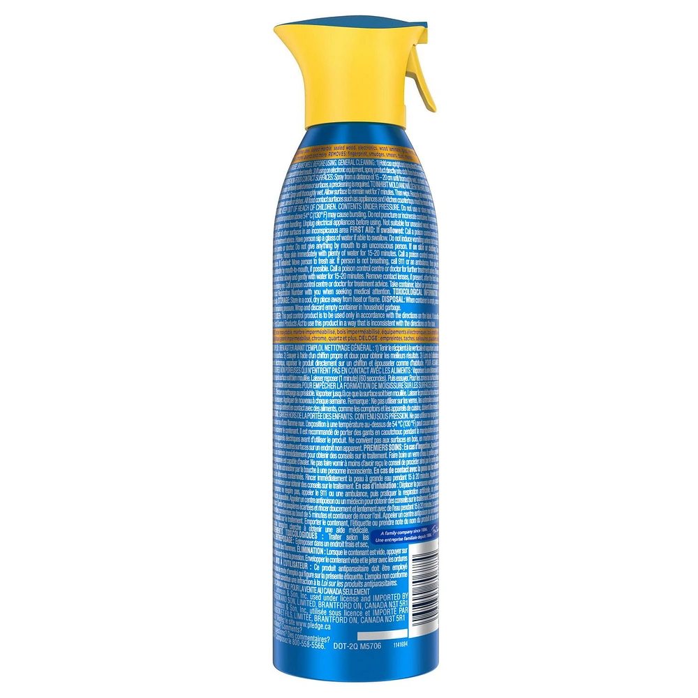 Pledge® Disinfectant Spray and All Purpose Cleaner, Multi-Surface and Antibacterial, Citrus Scent, 275g, 275 g