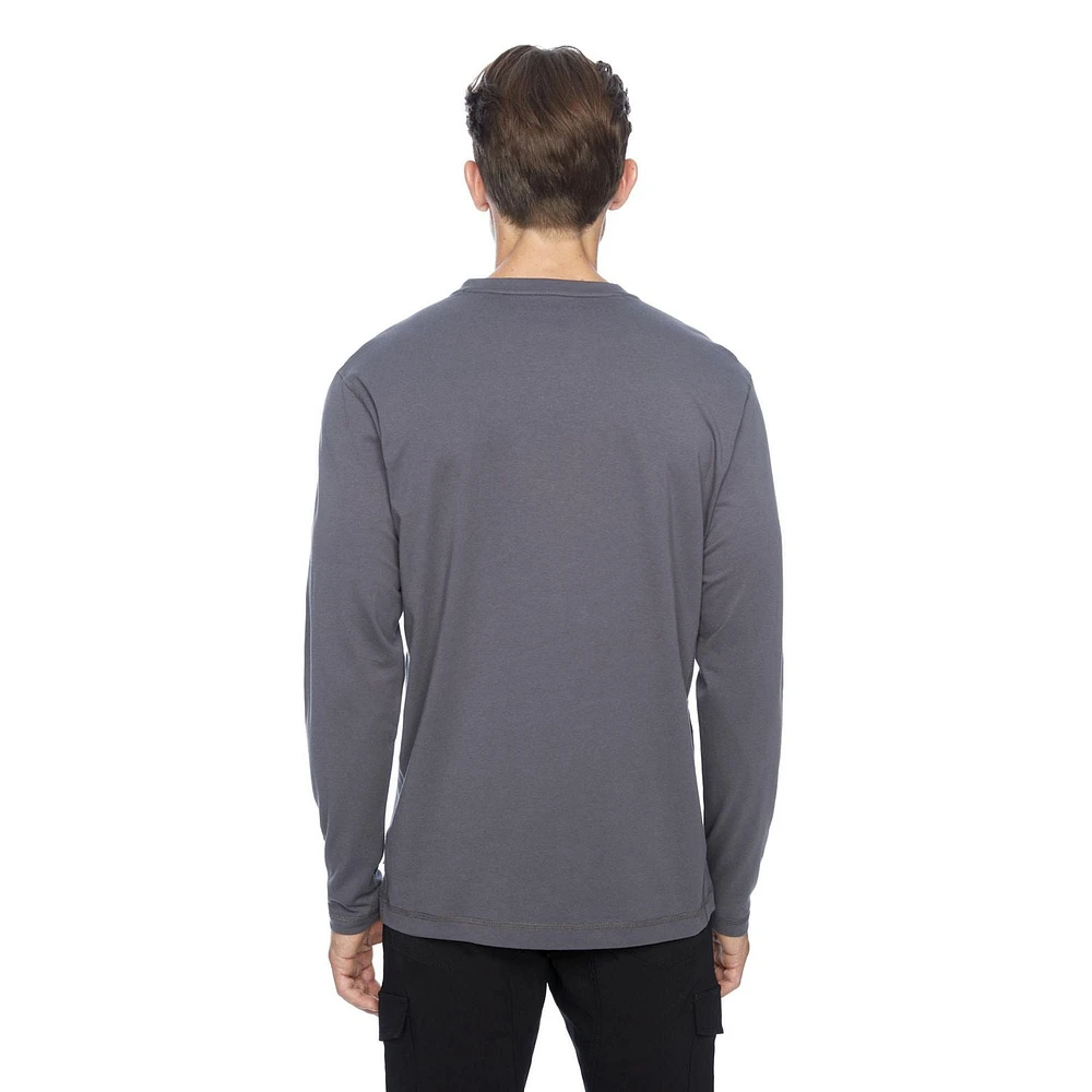 Dark Black Henley graphique à manches longues pour hommes