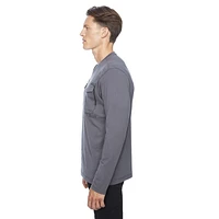Dark Black Henley graphique à manches longues pour hommes