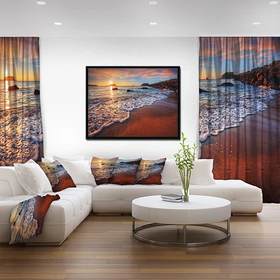 Designart Stunning Ocean Beach at Sunset FLOAT FRAME WALL ART